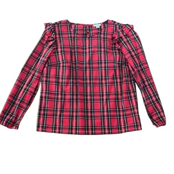 J.Crew tartan plaid long sleeve blouse size medium. Barely worn. - Picture 1 of 3